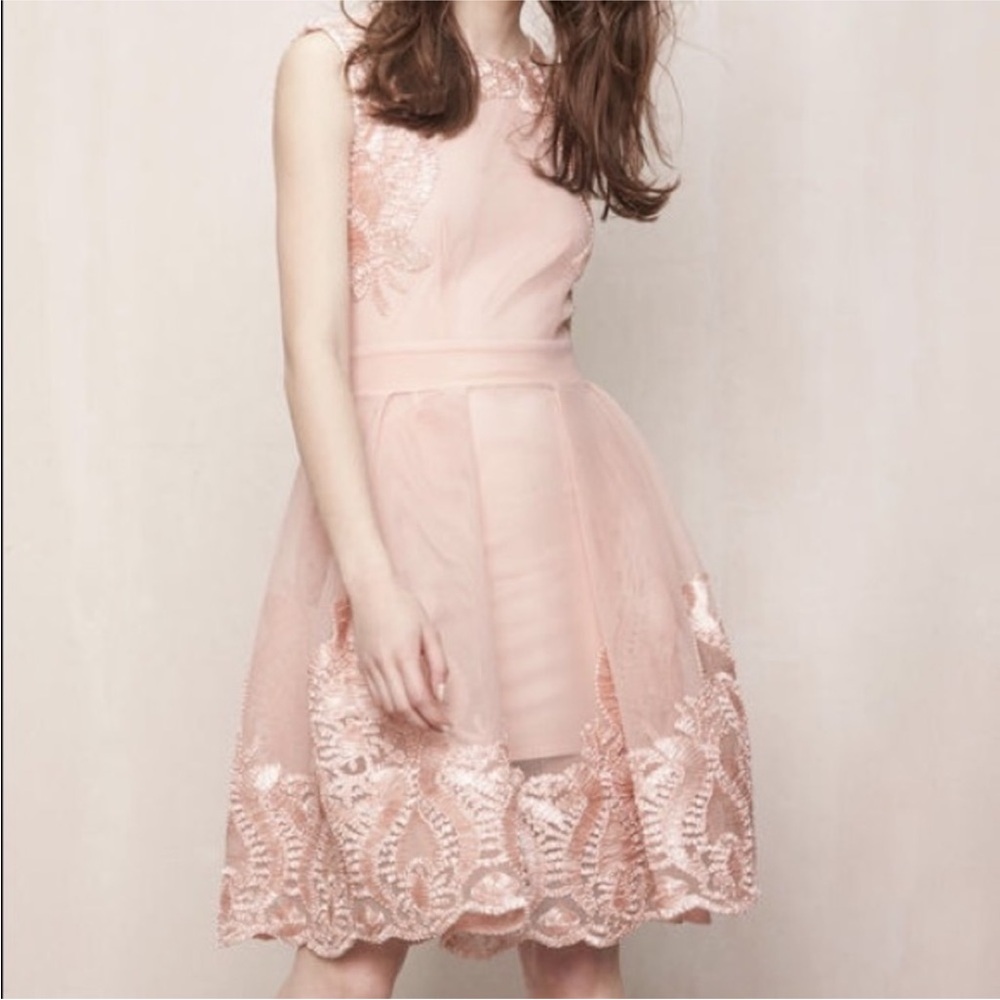 Maje ‘The Reason’ ribbon lace dress, size 2 (US 4-6) blush